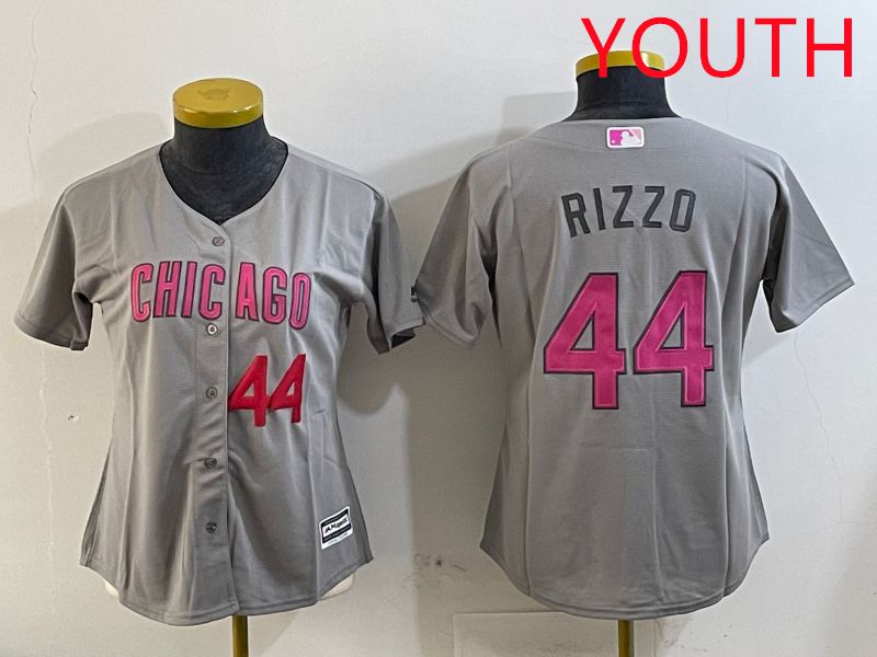 Youth Chicago Cubs #44 Rizzo Grey Fashion Game 2025 Nike MLB Jersey style 4